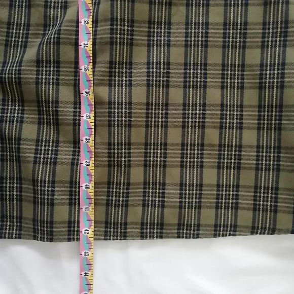 Moussy Waist Tuck Green Plaid Midi Shirt Dress Pleated with Pockets 1 or Small - Picture 15 of 17